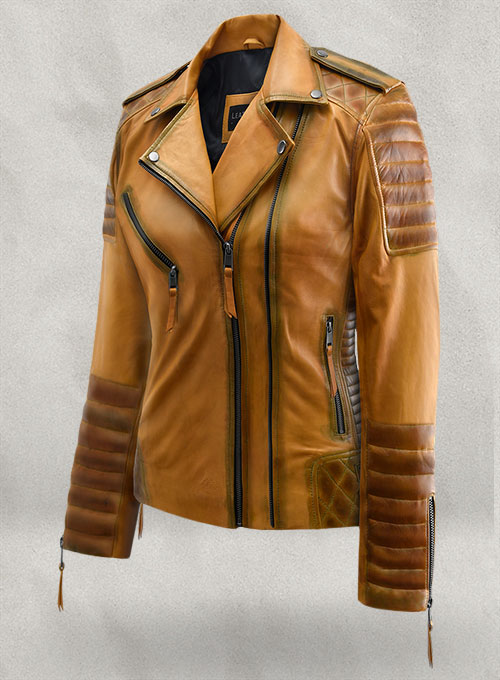 Charlotte Burnt Mustard Leather Jacket - Click Image to Close