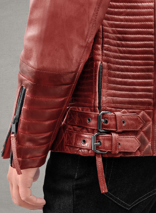 Charles Burnt Red Leather Jacket - Click Image to Close