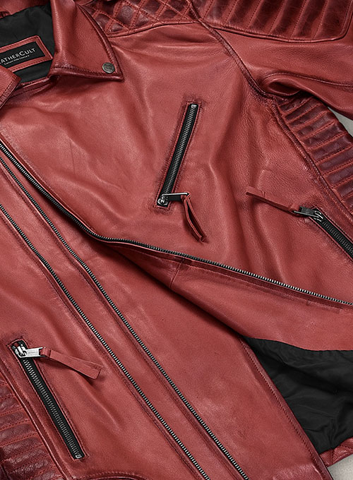 Charles Burnt Red Leather Jacket - Click Image to Close