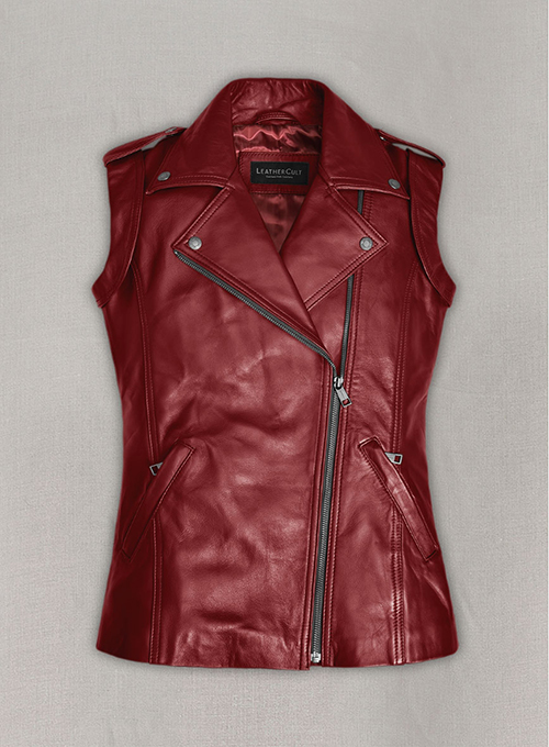 Cherry Red Leather Jacket #292