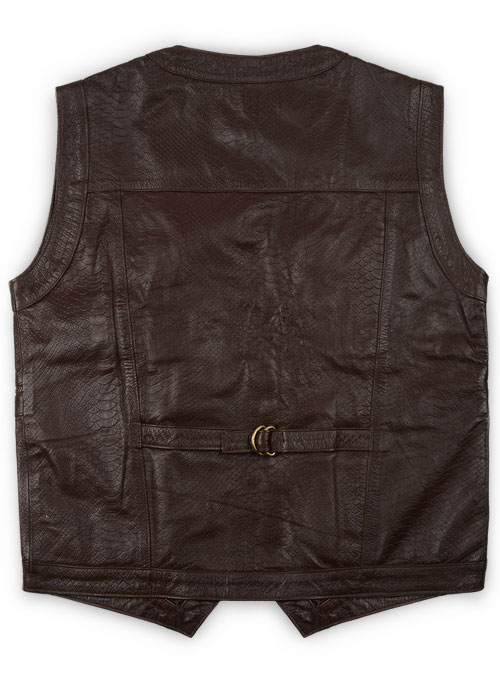 Brown Python Chris Pratt Jurassic World Leather Vest - XL