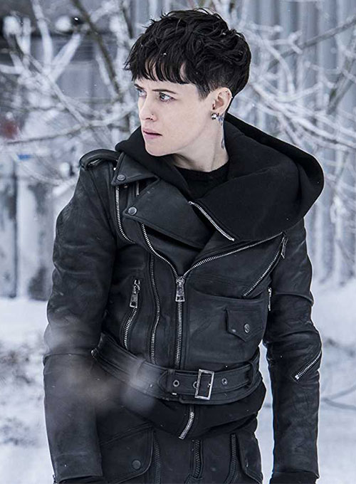 Claire Foy The Girl in the Spider's Web Leather Jacket - Click Image to Close