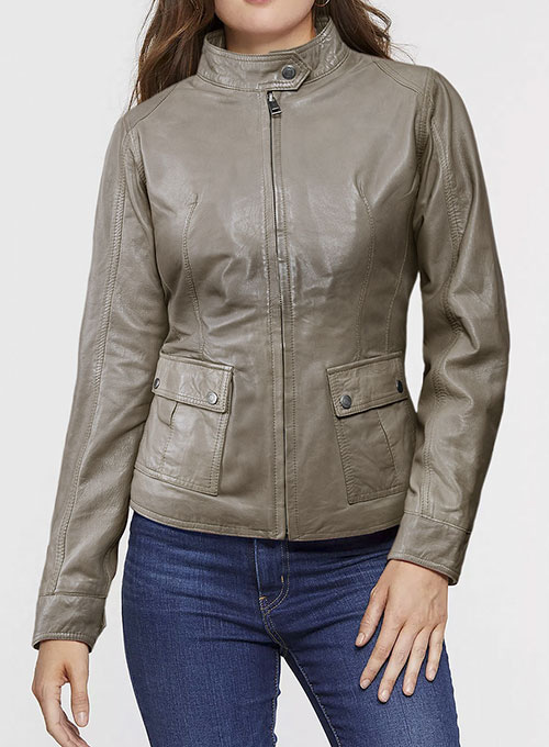 Croma Gray Washed & Wax Scarlett Johansson Leather Jacket - Click Image to Close