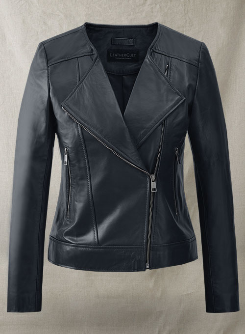 Dark Blue Leather Jacket # 237