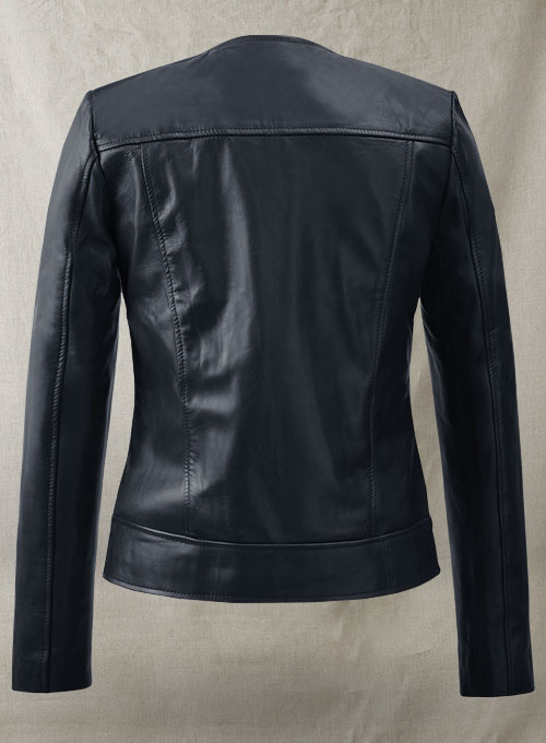 Dark Blue Leather Jacket # 237 - Click Image to Close