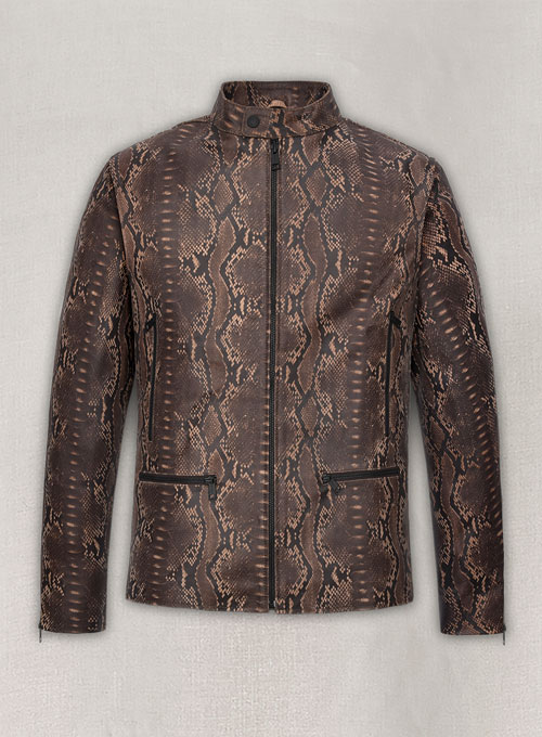 Dark Brown Python Jason Momoa Fast-X Leather Jacket