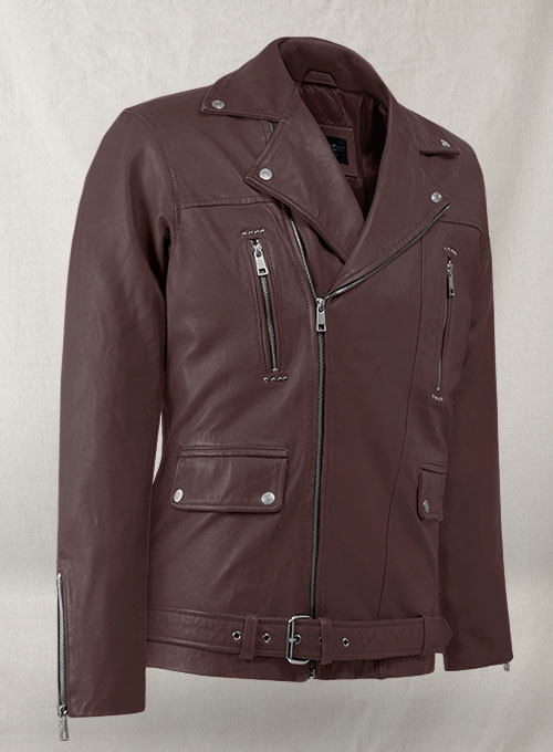 Dauntless Burgundy Biker Leather Jacket - Click Image to Close