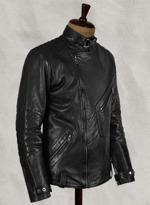 Thick Goat Black Washed & Wax David Leather Jacket