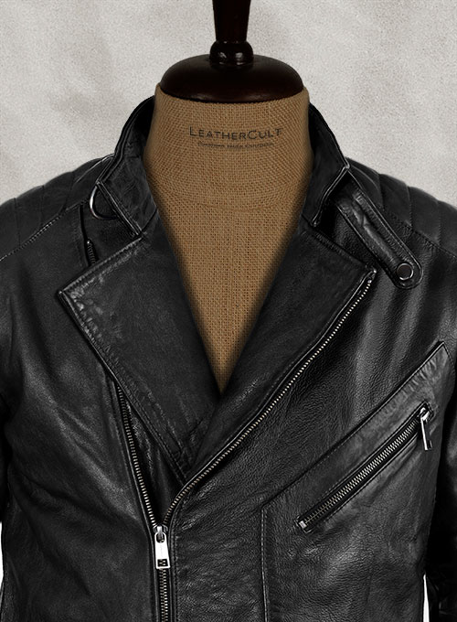 Thick Goat Black Washed & Wax David Leather Jacket - Click Image to Close
