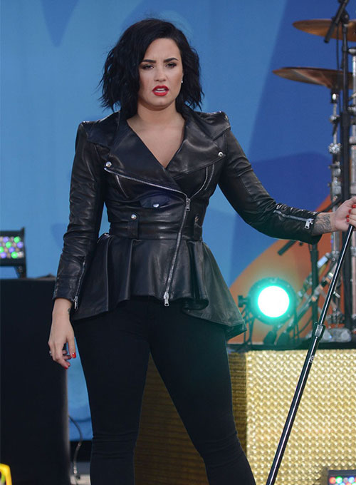 Demi Lovato Leather Jacket #2 - Click Image to Close