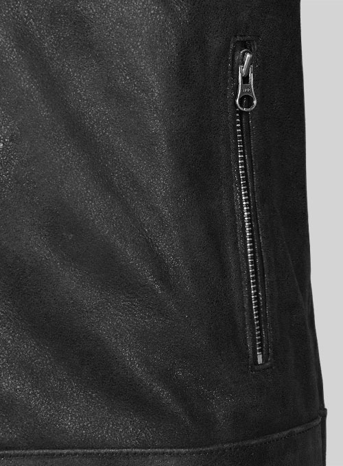 Distressed Black Leather Jacket # 112 - Click Image to Close