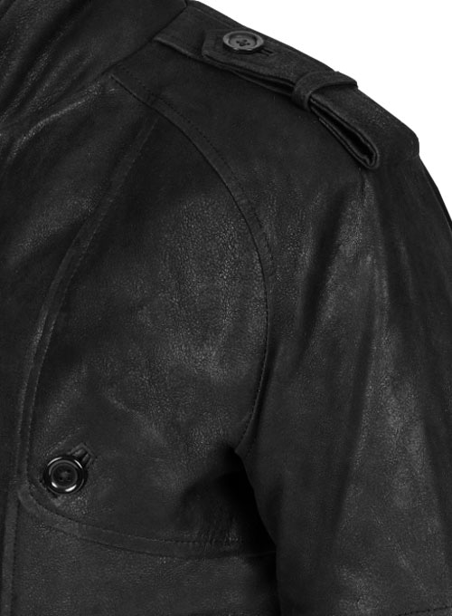 Distressed Black Leather Jacket # 106 - Click Image to Close