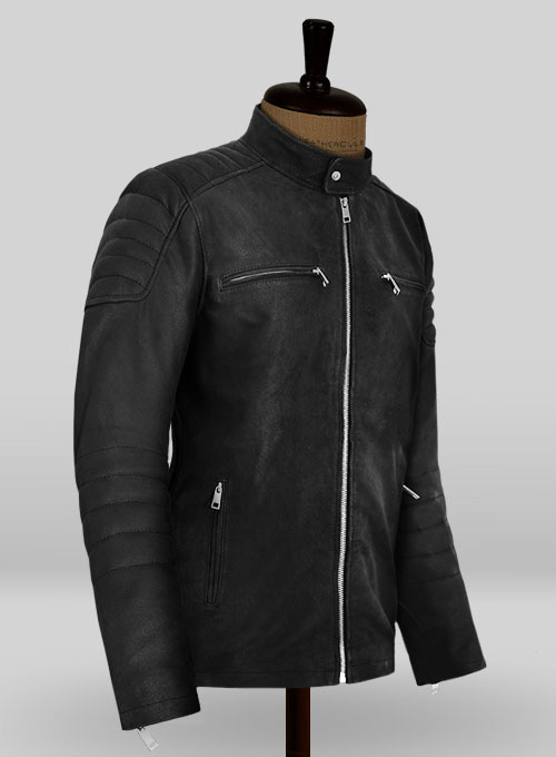 Distressed Black Scott Adkins Accident Man Leather Jacket - Click Image to Close