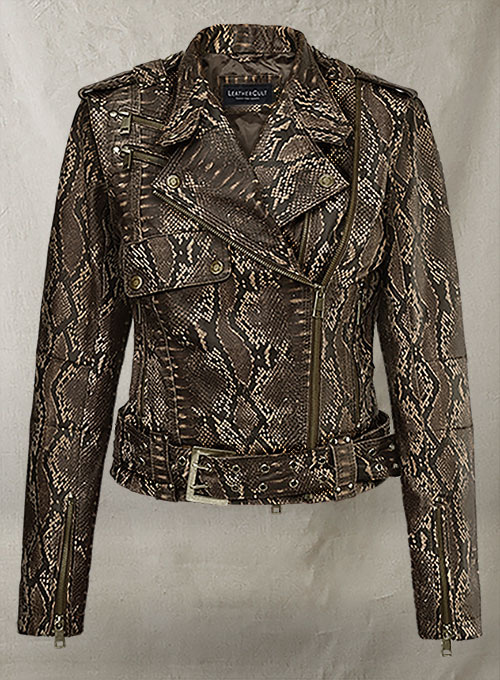 Dark Brown Python Leather Jacket # 280 : Made To Measure Custom