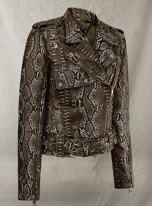 Dark Brown Python Leather Jacket # 280 - Click Image to Close