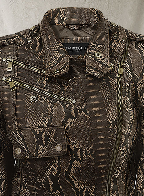 Dark Brown Python Leather Jacket # 280