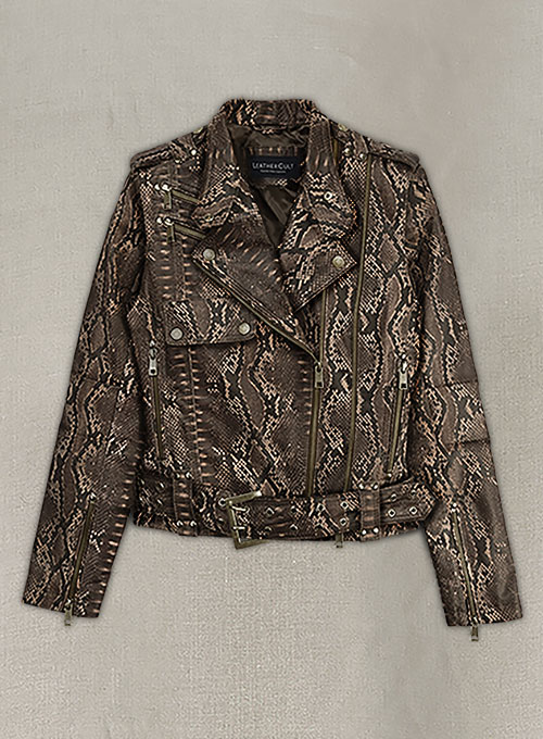 Dark Brown Python Leather Jacket # 280 - Click Image to Close