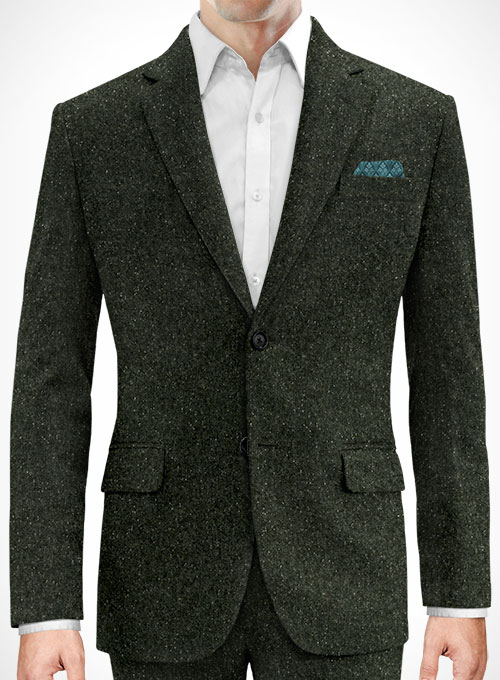 Dark Olive Flecks Donegal Tweed Jacket - Click Image to Close