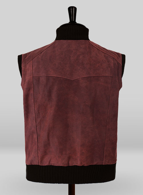 Dark Vintage Red Leather Biker Vest # 314 - Click Image to Close