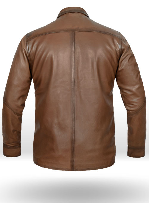 Soft Amazon Brown Wax Downing Leather Jacket - M Slim