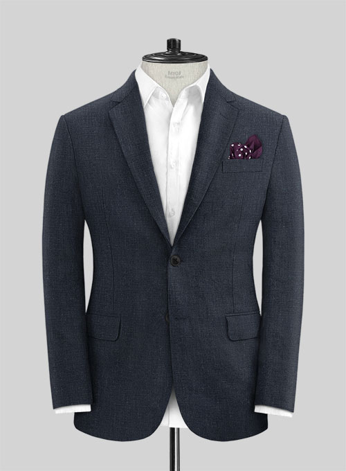 Dark Blue Pure Linen Jacket