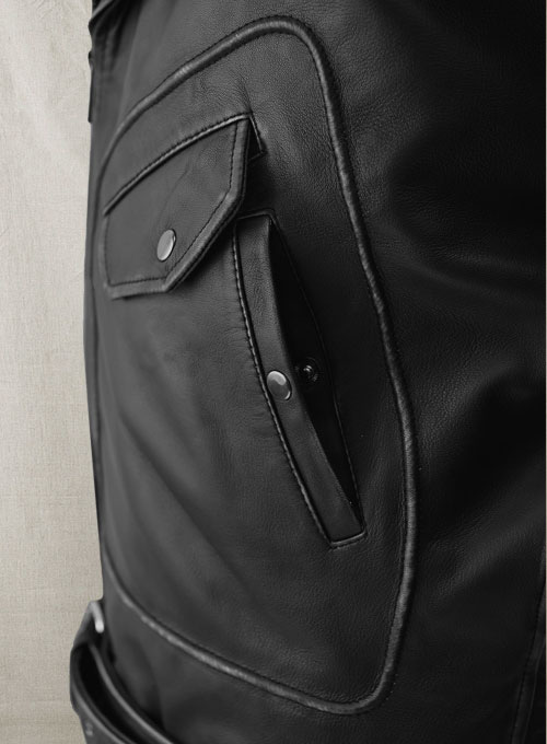 Street Style Black Biker Leather Jacket - Click Image to Close