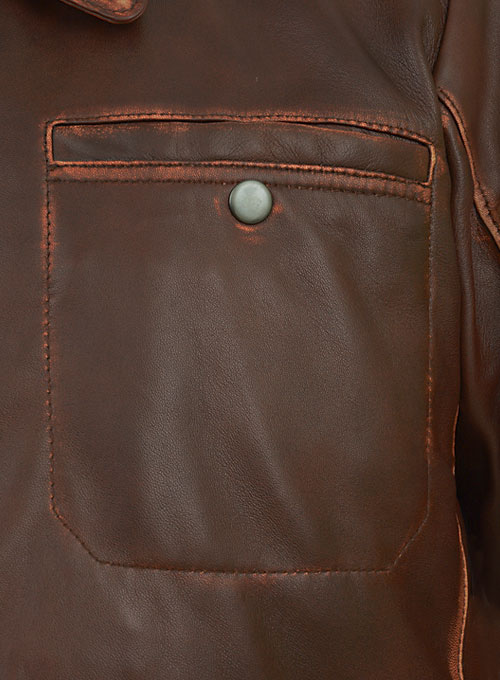 Espresso Rubbed Tan Leather Jacket