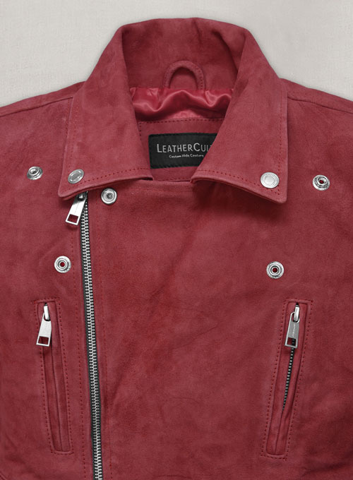 French Red Suede Leather Jacket # 903 - Click Image to Close
