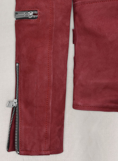French Red Suede Leather Jacket # 903