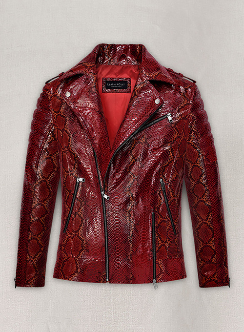 Gallant Bold Red Python Leather Jacket