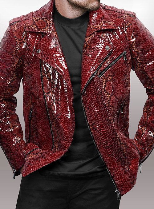 Gallant Bold Red Python Leather Jacket