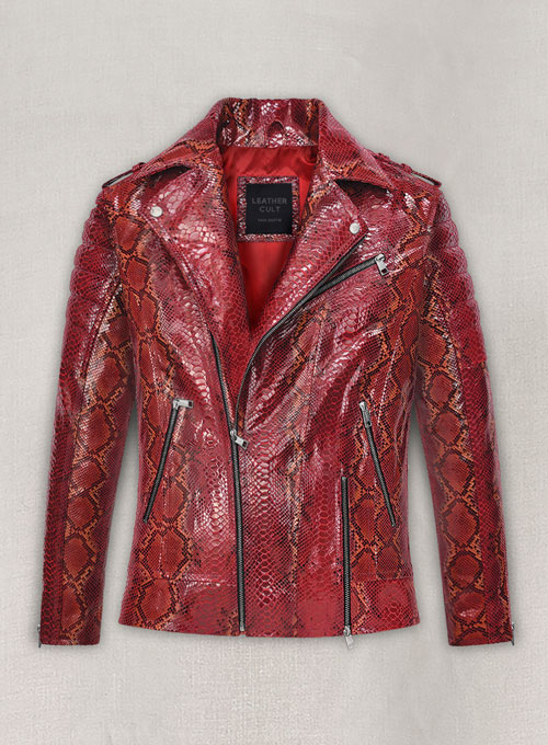 Gallant Bold Red Python Leather Jacket