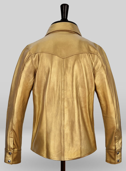 Golden Leather Shirt Jacket - #1S