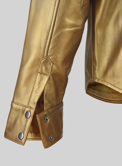 Golden Leather Shirt Jacket - #1S - Click Image to Close