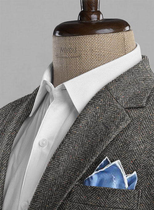 Gray Herringbone Flecks Donegal Tweed Jacket - Click Image to Close