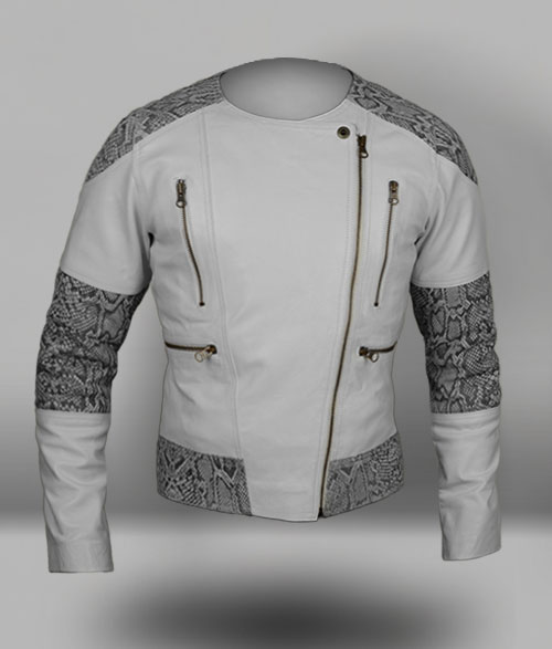 Gray Python Stripe Leather Jacket # 276