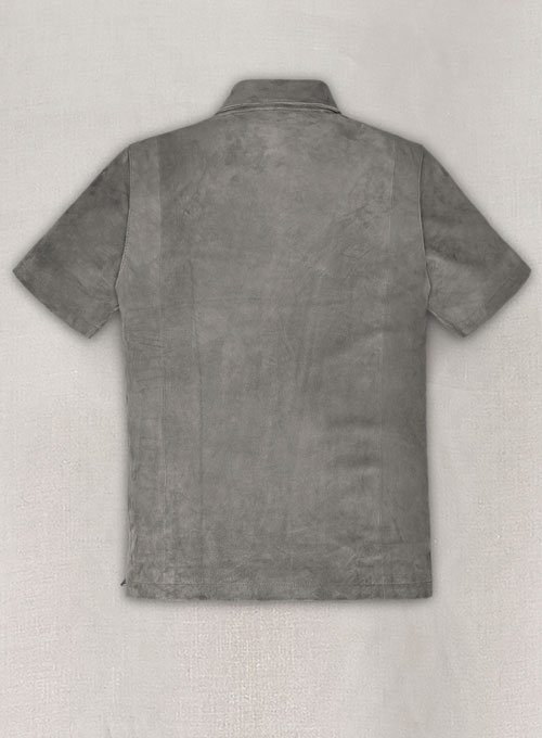 Gray Suede Leather T-Shirt #2