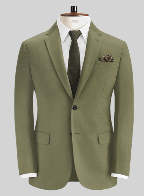 Green Feather Cotton Canvas Stretch Jacket