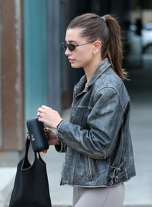 Hailey Baldwin Bieber Leather Jacket #1 - Click Image to Close