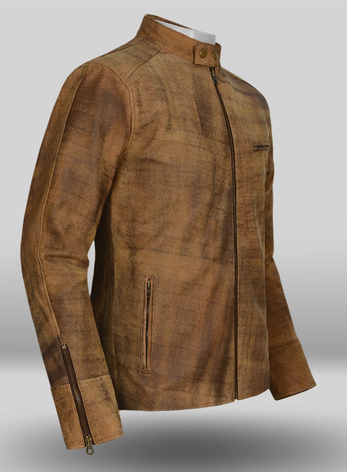 Abstract Brown Leather Cycle Jacket #3
