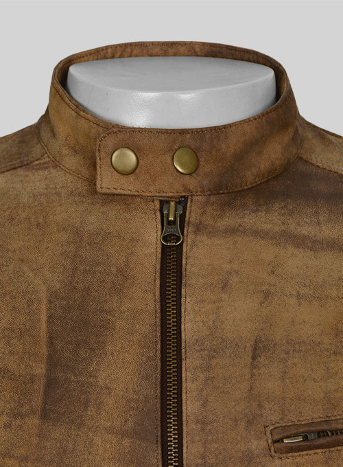 Abstract Brown Leather Cycle Jacket #3