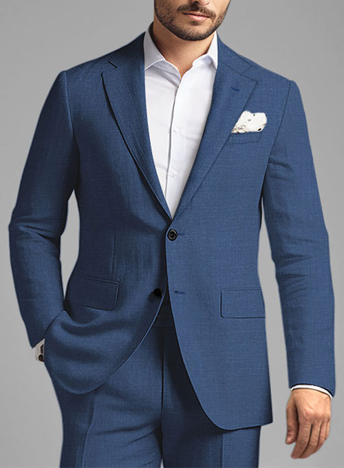 Azure Blue Linen Jacket - Click Image to Close