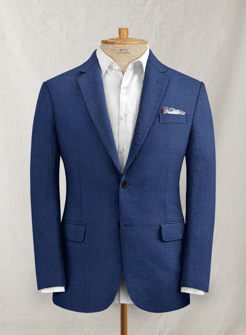 Indigo Mid Blue Pure Linen Jacket