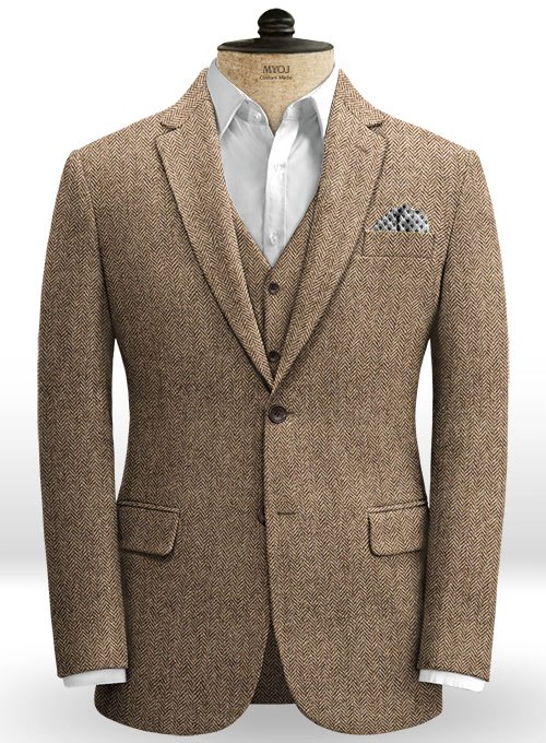 Irish Brown Herringbone Tweed Jacket