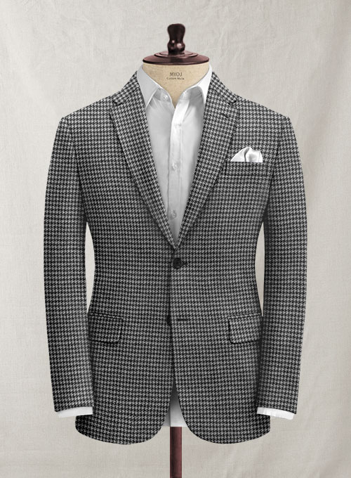 Italian Black & White Houndstooth Tweed Jacket : Made To Measure Custom ...