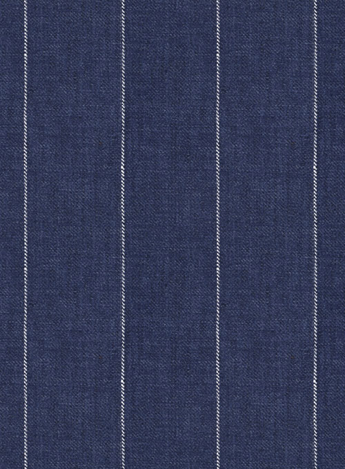 Italian Linen Big Stripe Indigo Blue Jacket