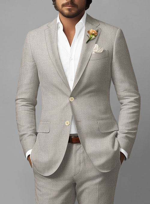 Ivy Beige Pure Linen Jacket - Click Image to Close