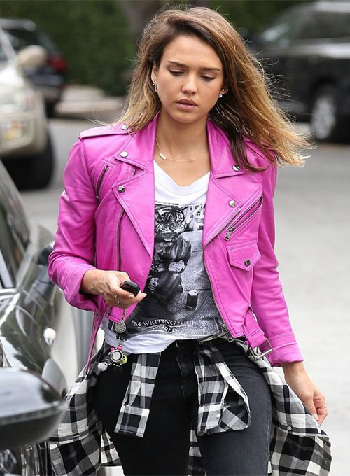 Jessica Alba Leather Jacket - Click Image to Close