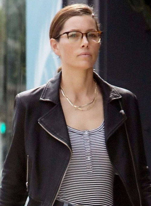 Jessica Biel Leather Jacket - Click Image to Close