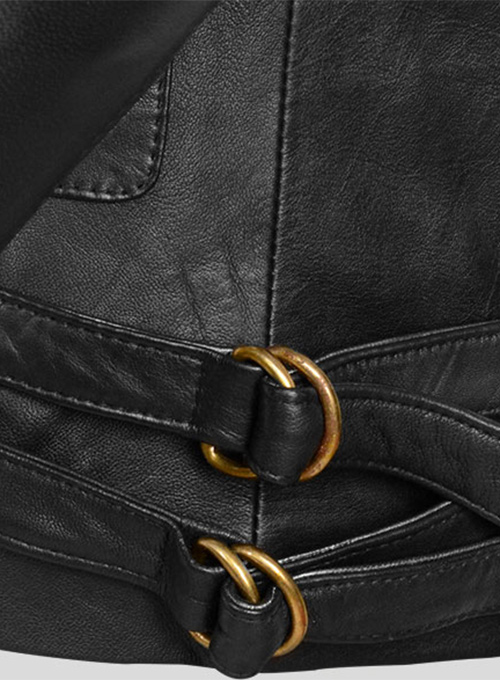 Thick Black Leather Jacket # 641 - Click Image to Close